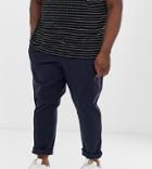 Asos Design Plus Cigarette Chinos With Pleats In Navy - Navy