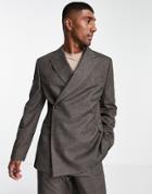 Asos Design Slim Wrap Suit Jacket In Brown Twill