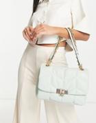 Topshop Quilted Hammered Metal Shoulder Bag In Mint-green