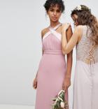 Tfnc Bow Back Pleated Maxi Bridesmaid Dress - Pink