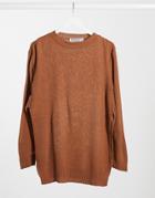 Unique21 Side Split Sweater In Brown