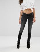 Only Coral Destroyed Patch Jeans - Black Leg Length 32