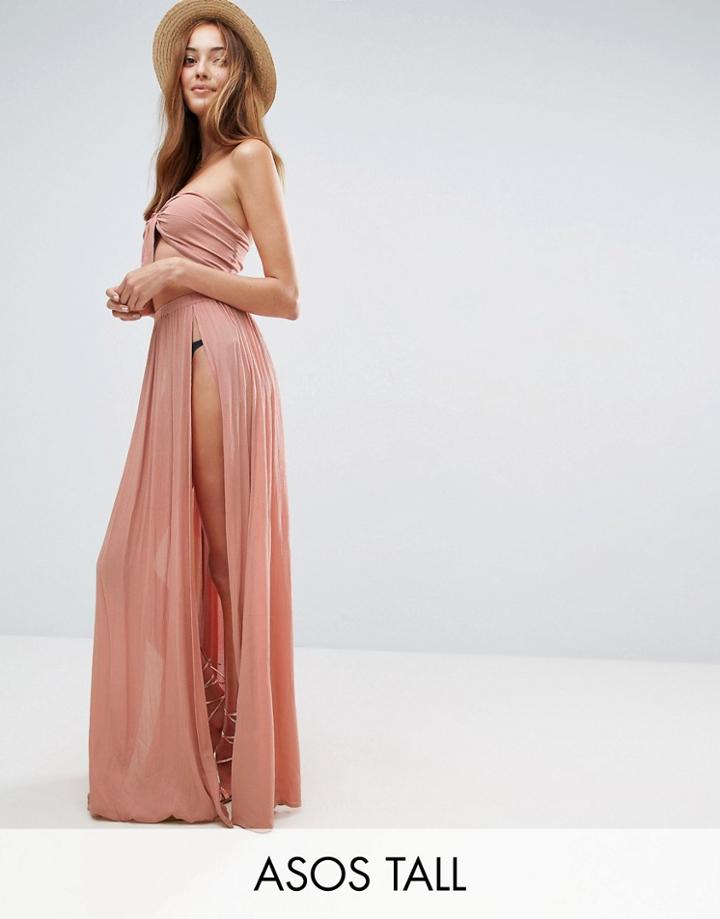 Asos Tall Beach Maxi Skirt With Splices Co-ord - Pink