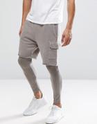 Asos Jersey Cargo Shorts With Megging Underlayer - Beige