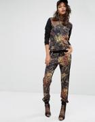 Versace Jeans Animal Print Sweatpants With Waffle Panel - Black
