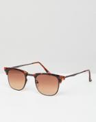 Asos Design Retro Sunglasses In Tort With Brown Lens - Brown