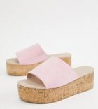 Asos Design Wide Fit Tillie Flatform Mules - Pink