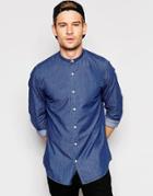 Selected Homme Denim Grandad Shirt - Denim Blue