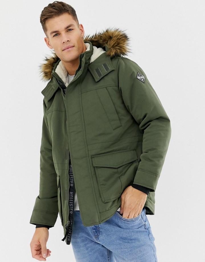 Hollister All Weather Faux Fur Trim & Lining Hooded Parka In Green - Green