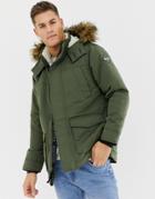 Hollister All Weather Faux Fur Trim & Lining Hooded Parka In Green - Green