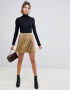Asos Design Mini Skirt With Box Pleats - Green