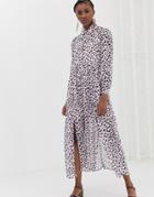 Glamorous Maxi Shirt Dress In Dalmatian Print-purple