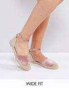 New Look Wide Fit Velvet 2 Part Espadrille - Pink