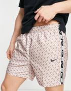 Nike Repeat Pack All Over Logo Print Woven Taping Shorts In Dusty Pink