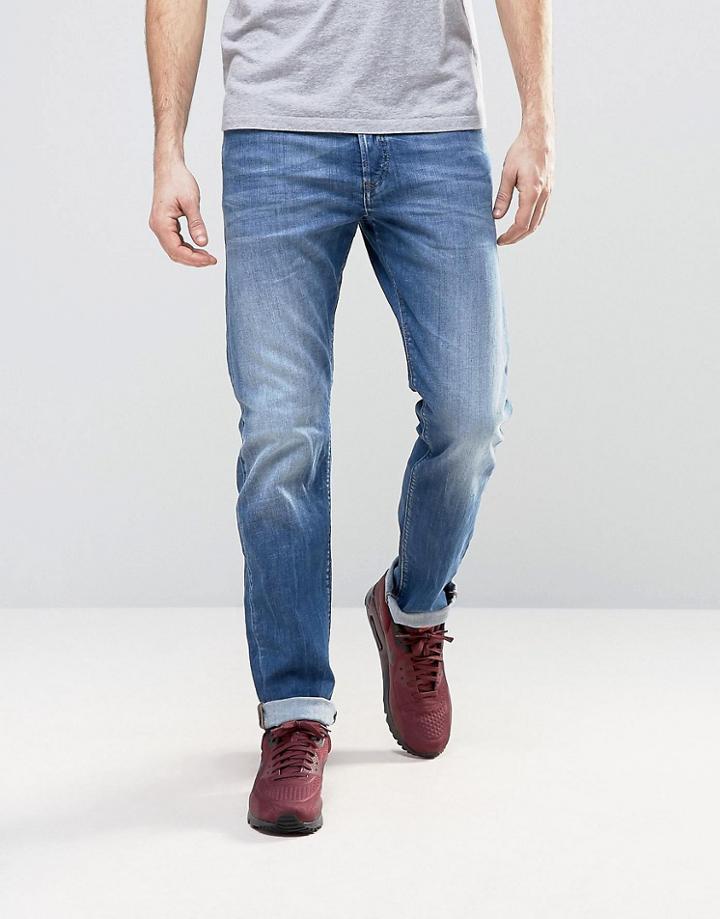 Diesel Buster Jean Regular Slim Fit Jean 0859r Mid Light Wash - Blue