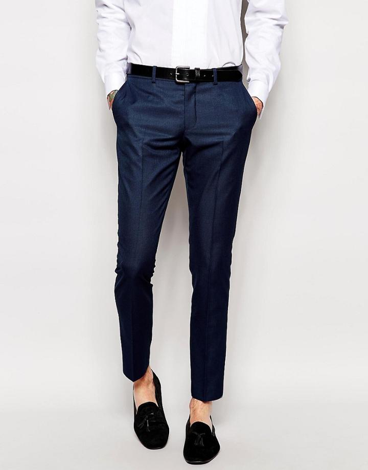 Selected Homme Tuxedo Pants In Skinny Fit - Blue