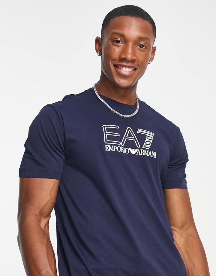 Armani Ea7 Large Logo T-shirt In Navy