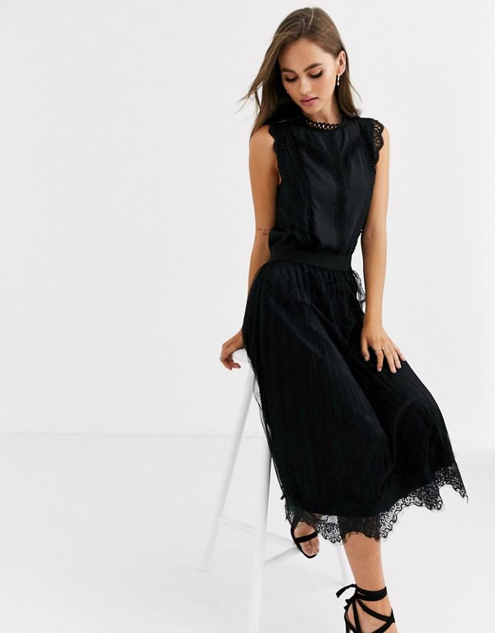 Lipsy Sheer Lace Blouse In Black
