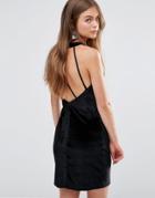 Love & Other Things Velvet Bodycon Dress With Keyhole - Black