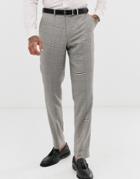 Harry Brown Slim Fit Light Gray Check Suit Pants - Gray