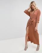 None The Richer Jagger Silk Blend Maxi Shirt Dress - Pink