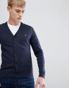 Farah Canning Slim Fit Kitted Cardigan In Navy - Navy