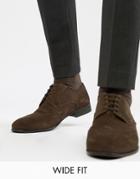 Kg By Kurt Geiger Wide Fit Brogues In Brown Suede - Brown