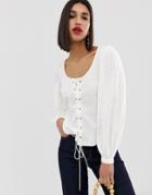 Vero Moda Square Neck Volume Sleeve Blouse - White