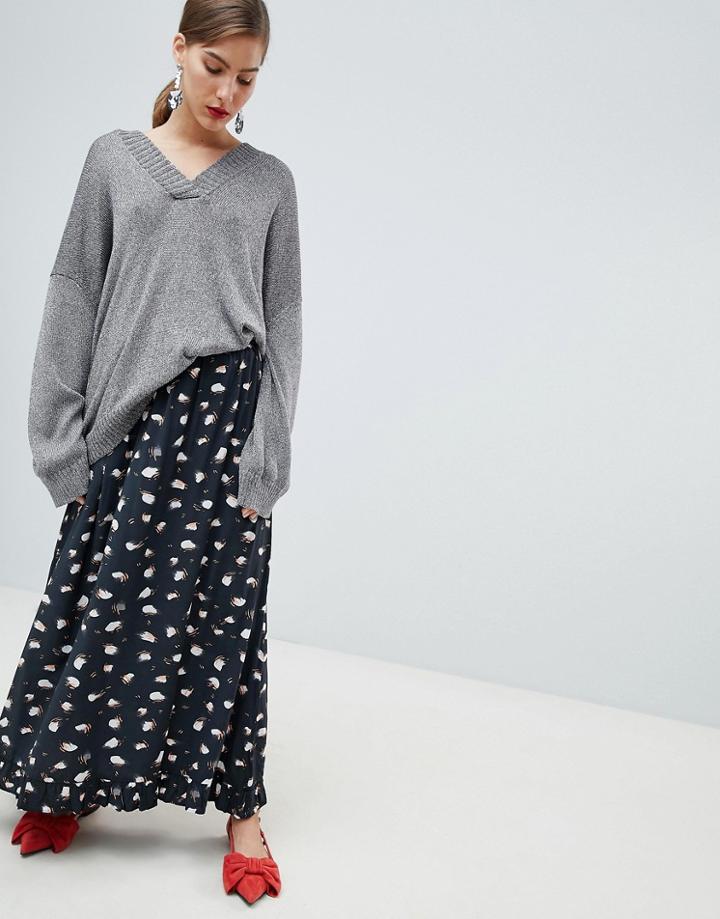 Custommade Printed Maxi Skirt - Black
