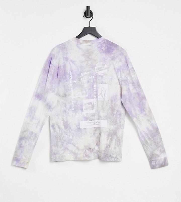 Collusion Unisex Long Sleeve T-shirt With Print And Acid Wash-multi