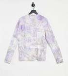 Collusion Unisex Long Sleeve T-shirt With Print And Acid Wash-multi