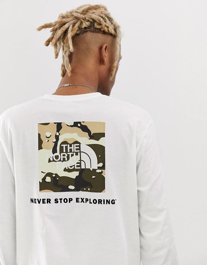 The North Face Red Box Long Sleeve T-shirt In White