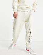 Asos Dark Future Relaxed Sweatpants With Logo Print In Off White - Part Of A Set