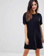 Asos Ultimate Rolled Sleeve T-shirt Dress With Tab - Black