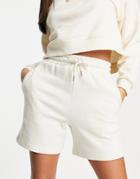 Topshop Brushed Rib Sweat Short In Ecru-white