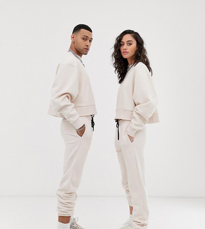 Collusion Unisex Sweatpants In Off-white - White
