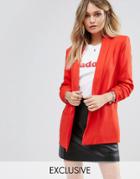 Missguided Gathered Sleeve Blazer - Red