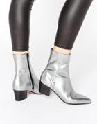 Asos Retsella Leather Ankle Boots - Silver