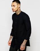 Asos Black Shirt In Longline With Loose Weave - Black