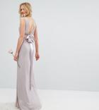 Tfnc Sateen Bow Back Maxi Bridesmaid Dress - Pink