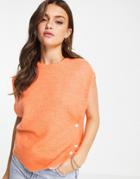Jdy Elanora Knit Tank Top With Side Button Detail In Orange