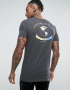 Asos Muscle T-shirt With Globe Back And Chest Print - Black