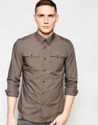 G-star Shirt Correct Landoh 2 Pocket Stretch Poplin In Carbid - Carbid