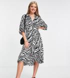 Topshop Tall Zebra Print Shirt Dress-multi