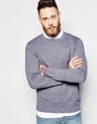 Asos Crew Neck Sweater In Blue Twist Cotton - Blue Twist