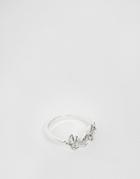 Asos Design Ring In Pretty Leaf Design In Silver Tone - Silver