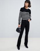 Asos Design Bell Flare Jeans In Clean Black With Pressed Crease