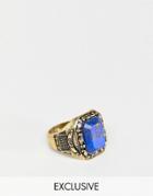 Reclaimed Vintage Inspired Signet Ring With Semi Precious Stone Exclusive At Asos - Gold