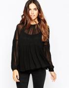 Asos Tiered 70s Blouse - Black