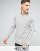 Asos Tall Long Sleeve T-shirt In Gray Marl - Blue